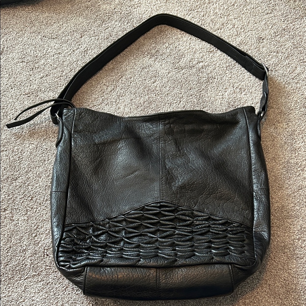 Day & Mood Black Leather Hobo Bag